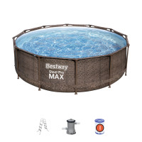 Каркасный бассейн 366х100 см (ротанг), фильтр-насос, лестница Steel Pro,9150 л., арт. 56709